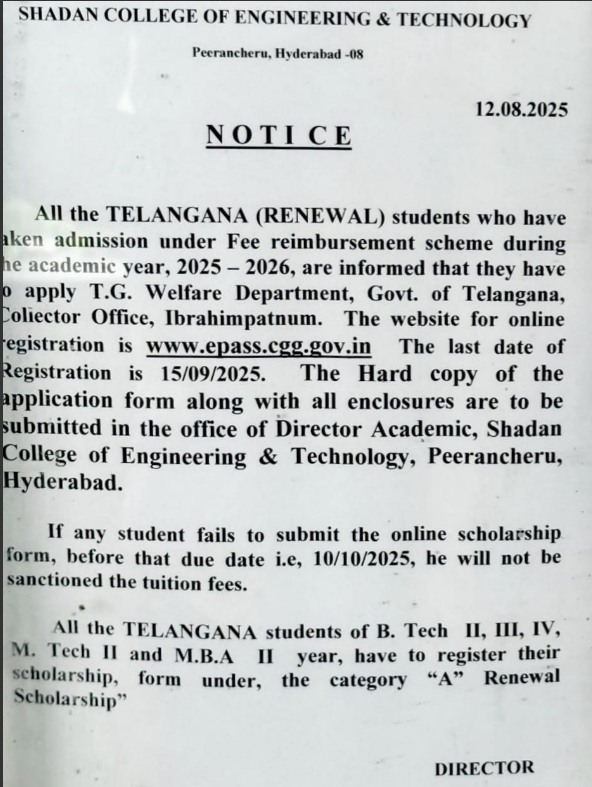 Scholarship Registration Notice